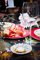 Canvas Print - Christmas table with candles and decoration