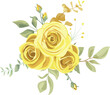 Set of yellow roses. Wreaths. Floral background. Design elements.