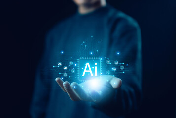 businessman control smart ai technology big data system cyberspace, developer business machine autom