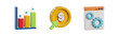 cursor click on dollar coin or money donate. Pay per click. Business Growth graph Chart. Webpage Browser Setting or system update. 3D Icon illustration set vector concept Isolate on white background