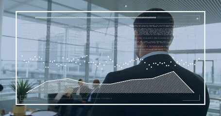 Poster - Animation of financial data processing over diverse business people in office