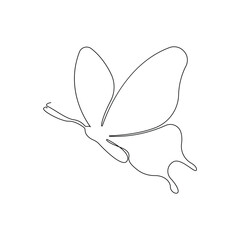 Wall Mural - 
Continuous one line  butterfly flying outline art drawing