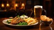 lunch pint beer drink pint pub grub illustration traditional glass, delicious pork, england dinner lunch pint beer drink pint pub grub