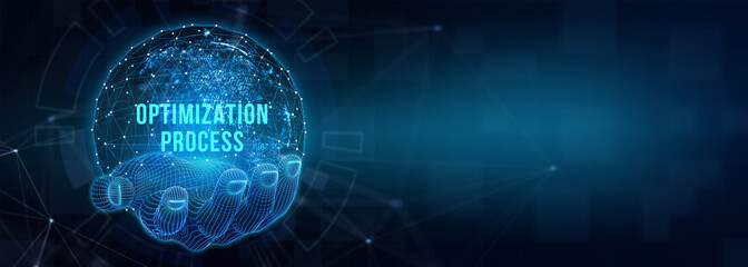 Optimization Software Technology Process System Business concept. Business, Technology, Internet and network concept. 3d illustration