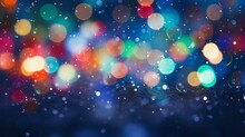 Snowy Christmas Lights: Colorful Bokeh Effect With RGB Bulbs And Snowflakes