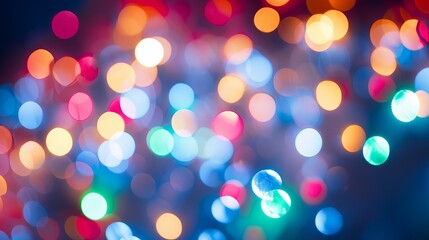Wall Mural - colorful and festive christmas lights with bokeh effect in red, green and blue hues