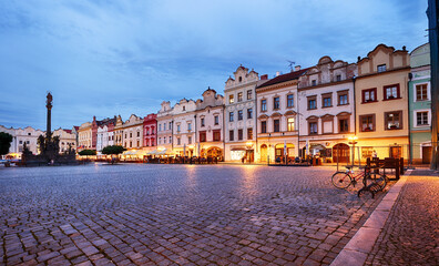 Wall Mural - Main square with historical houses and Green Gate in Pardubice, Czech Republic