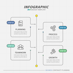 Poster - Timeline Creator infographic template. 4 Step timeline journey, calendar Flat simple infographics design template. presentation graph. Business concept with 4 options, vector illustration.