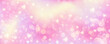 © Chorna_L - Pink background with hearts. Cute pastel unicorn wallpaper with stars and glitter. Dreamy fantasy gradient galaxy. Abstract vector template. Girly design for Valentine day backdrop.