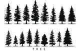 Fototapeta Las - tree silhouettes Vector illustration, tree silhouette isolated on white background