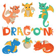 © SaturnO_27 - Dragons vector set in cartoon style. Fantasy character baby vector illustration