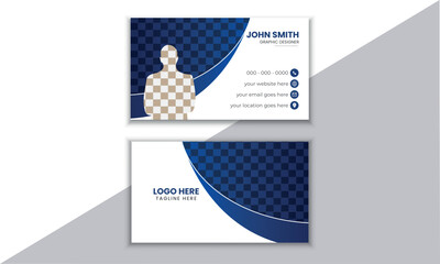 Wall Mural - elegant business card, blue and white business card design, company card design, visiting card design