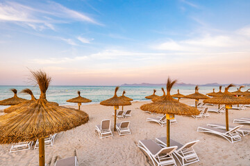 Poster - beach with umbrellas