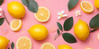 Yellow lemon pattern on pink background - Generative AI