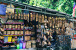 A stall selling handmade crafts from natural items for sale at a shop.