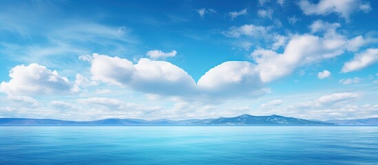 Poster - Iceland with heart shaped cloud in a stunning sky and ocean copy space image
