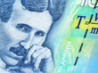 Nikola Tesla (1856 - 1943). Portrait from Serbian banknote
