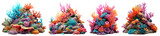 Fototapeta Do akwarium - Set of coral reefs, cut out