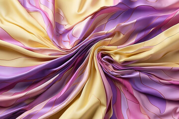 background of pink and purple satin fabric folded into sinuous curves - colorful texture