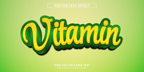 Wall Mural - vector design editable text effect, vitamin text style