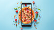 © iwaart - pizza with mobile phone