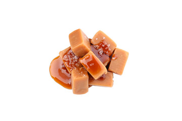 Sticker - PNG,Cubes of salted caramel , isolated on white background