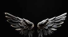 Angle Wings In An Isolated Black Background - AI Generative