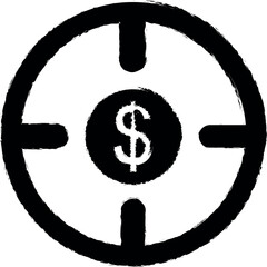 Poster - target, dollar vector icon in grunge style