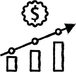 Wall Mural - business, data analysis, graph vector icon in grunge style