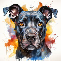 watercolor Pit Bull Terrier clipart, Generative Ai