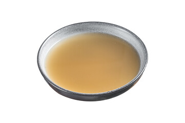 Wall Mural - Bone meat chicken broth in a plate.  Transparent background. Isolated.