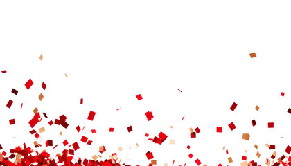 Wall Mural - flying gold red colorful confetti isolated on transparent background cutout