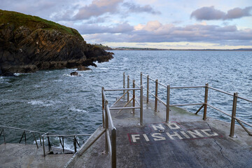 view of tramore Guillamene Swimming Cove, Co.Waterford Ireland. will Atlantique ocean scenic