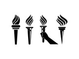 Fototapeta  - Torch fire icons set on white background 