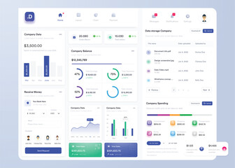  UI UX Infographic dashboard. UI design with graphs, charts and diagrams. Web interface template