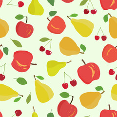 Wall Mural - Cute fruit mix vector pattern