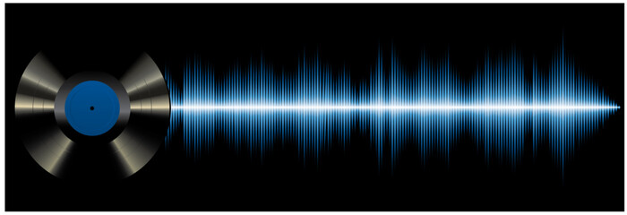 vector sound diagram and LP record, abstract music background