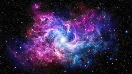 Wall Mural - universe filled with stars, nebula, spiral galaxy on a dark space background, wormhole, gas cloud in