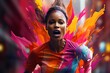Abstract motion blur transforms runners into vivid streaks of energy, runner image