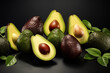 Various types of avocados  close up