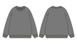 Blank Gray Long Sleeve Sweater Template On White Background.Front and Back View, Vector File.