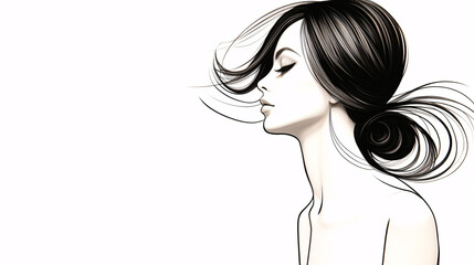 Wall Mural - Clean Outline Drawing of a Stylish Lady, Featuring Ultra-Thin Lines for a Minimalist Aesthetic.