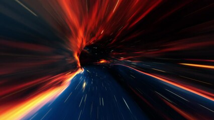 Wall Mural - abstract loop hyperspace grunge blue red tunnel wormhole background. space travel through a worm hol