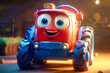 a cute little adorable tractor with big eyes