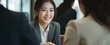 happy Korean female bank or insurance agent, Korea woman lawyer making contract deal with client at work. generative AI