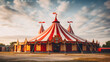 Circus tent at summer day. Cirque façade  Festive