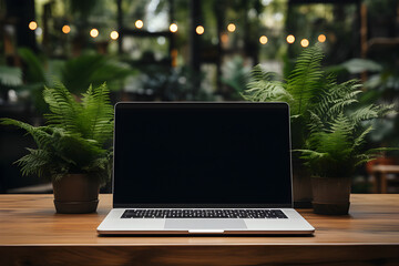 A stylish mockup highlighting an empty black laptop screen