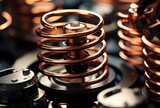 Shiny metal springs close up: demonstrating strength, flexibility and durability
