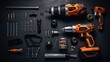 © kittikunfoto - flat lay of engineer mechanic power tools on the table