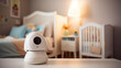 Video camera CCTV for control baby near crib with child room